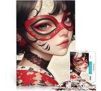 Anime Girl with Red Mask1000 Piece Puzzle For Adults Stress Reliever Staycation Kill time Enhance love between couples 38x26cm