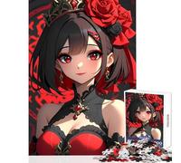 Anime Girl with Red Roses for Adults 1000 Piece Jigsaw Puzzle Art Work Gifts Improve Memory Toy Wall Decor for And from 14 Years And over (38x26cm)
