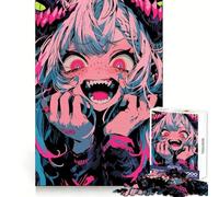 Anime Girl with Sharp Teeth Jigsaw Puzzles for Adults1000 Piece Tension Relief Precise Connection Playful Challenge (38x52cm)