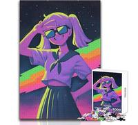 Anime Girl with Sunglasses And Peace Sign Jigsaw Puzzles1000 Pieces Educational Mental Focus Game Heartwarming Special Present Idea Size 38x26cm