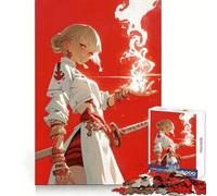Anime Girl with Sword And Magic 1000 Piece Jigsaw Puzzles for Adults Teenagers Recall Boost Tight Cut Real Challenge Art Display (38x52cm)