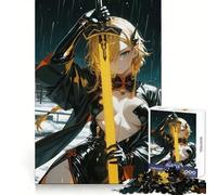 Anime Girl with Sword in The Rain Jigsaw Puzzles for Adults1000 Piece Tension Relief Precise Connection Playful Challenge (38x52cm)