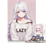 Anime Girl with White Hair Teenagers 1000 Piece Jigsaw Puzzle Serene Game Tight Connection Pattern Build Birthday Art Gift (38x52cm)