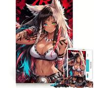 Anime Girl with Wolf Ears And Tattoos 1000 Pieces Puzzles for Adults Strong Memory Quality Print Fun Challenge Night Fun (50x75cm)