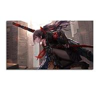 Anime Girls Artwork Sword Long Hair Red Eyes Uniform Weapon Miniskirt Pantyhose Black Pantyhose Pleated Skirt Poster Canvas Prints Wall Art For Home 1 panels Decorations Unframed 13"x8"