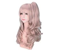 Anime Girls Frontline Cosplay Wig Synthetic Hair Ump45 UMP9 Halloween Costume Wavy Long Pink Ponytail Wig + Cap