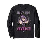 Anime Goth Girl with Purple Hair Please Don't Perceive Me Long Sleeve T-Shirt