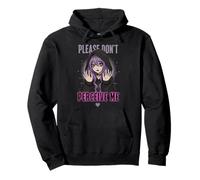Anime Goth Girl With Purple Hair Please Don't Perceive Me Pullover Hoodie