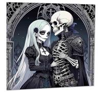 Anime Gothic Couple Greeting Card - Skull Skeleton Anniversary 145mm x 145mm