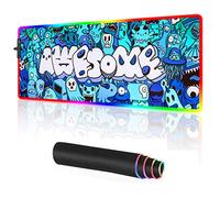 Anime Graffiti Awesome Large RGB Gaming Mouse pad Non-Slip Rubber Base Mice Keyboard Mat (Blue)