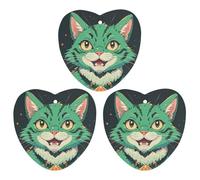 Anime Green Cat Car Air Freshener, 3 Pcs Love form Hanging Air Freshener Cards, Long Lasting Fragrance Scented Cards for Car, Home, Office White-style