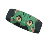 Anime Green Cat Headbands for Women & Men Sports Headband, Fits All Head Sizes, Ultra Absorbent & Non-Slip Sweatband for Running, Yoga, Gym