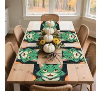 Anime Green Cat Place Mats for Kitchen, Heat Resistant Non-Slip Placemats for Wedding, Washable Table Mat for Restaurant, Durable Place Mat for Dining Table 30x45cm*6