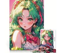 Anime Green Haired Girl Adults 1000 Piece Jigsaw Puzzle Cognitive Skill Tight Connection Fun Challenge Classic Xmas Gift (50x75cm)