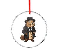 Anime Groundhog Cute Christmas Crystal Decoration Hanging Ornament Round Pendants for Xmas Tree Party Gifts