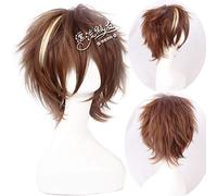 Anime Guilty Crown Shu Ouma Cosplay Wig Brown Mix Short Heat Resistant Synthetic Hair Wigs + Wig Cap FQ0045
