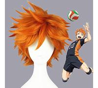 Anime Haikyuu!! Hinata Syouyou Short Orange Fluffy Layered Cosplay Wigs Heat Resistant Synthetic Hair Anime Wig + Wig Cap