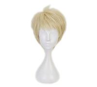 Anime Haikyuu!! Kei Tsukishima Cosplay Short Light Blonde Wig Haikyu Heat-resistant Fiber Hair + Wig Cap Party Role Play Men