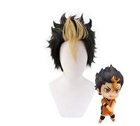 Anime Haikyuu!! Nishinoya Yuu Short Black and Blonde Heat-resistant Fiber Hair Cosplay Costume Wigs + Free Wig Cap