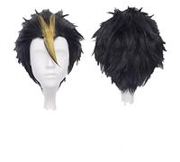 Anime Haikyuu!! Nishinoya Yuu Short Black And Blonde Heat Resistant Hair Cosplay Costume Wigs + Wig Cap