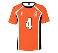Anime Haikyuu T-Shirt in Clothing for Men, Karasuno High School Volleyball Team Jersey No.4, NO. 10 Tee Top, for Cosplay