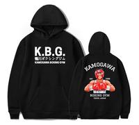 Anime Hajime No Ippo Print Fashion Men's Hoodie Casual Loose Hoodie (Black,S)