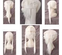 Anime Hakuouki Yukimura Chizuru Cosplay Wig for adult Women Man Halloween party Synthetic Hair Wigs + wig cap One Size white 1001