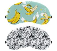 Anime Halloween Black & White Pattern 2-Pack Light-Blocking Soft Breathable Sleep Mask Eye Patch Eye Cover