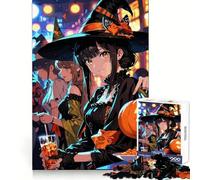 Anime Halloween Party with Witches Jigsaw Puzzles 1000 Pieces Recall Boost Clean Connection Real Challenge Xmas Gift (50x75cm)