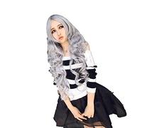 Anime Harajuku ita Silver Grey Long Curly Wig Cosplay Synthetic Hair Halloween Costume Party Wigs For Women