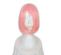 Anime Haruno Sakura Short Pink Styled Hair With Headband Heat Resistant Cosplay Costume Wigs + Wig Cap