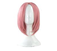 Anime Haruno Sakura Short Pink Styled Heat Resistant Hair Cosplay Costume Wigs + Wig Cap