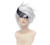 Anime Hatake Kakashi Silver White Short Cosplay Wig Synthetic Hair Perucas Halloween Costume Party Play Wigs + Wig Cap ONLY WIG