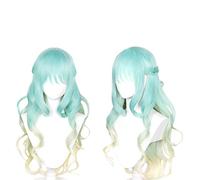 Anime High-Rise Invasion Shinzaki Kuon Cosplay Wig Long Curly Gradient Light Blue Hair Tenkuu Shinpan Heat Resistant + Wig Cap