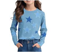 Anime Hoodie Toddler Baby Boys Girls Graphic Layered Long Sleeve T-Shirts Spring Fall Sweatshirt Cotton Striped Hoodies Top for Kids Blue 4-5 Years