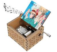 Anime Howl Hand Crank Music Box, Antique Carved Wooden Howls Sophie Musical Boxes for Birthday Christmas/New Year (Wood-Style-B)