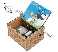 Anime Howl Hand Crank Music Box, Antique Carved Wooden Howls Sophie Musical Boxes for Birthday Christmas/New Year (Wood-Style-D)
