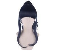 Anime Hyuuga Ichizoku Dark Blue Long Cosplay Wig With Claw Ponytail Synthetic Hair Halloween Costume Party Wigs With Bangs