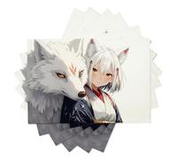 Anime Illustration Linen Placemats Set of4 RectangleFox Spirit Character Table Mats Heat-Resistant Washable Non-slip Place Mats for Party Home Kitchen Table Decoration, 45x30CM