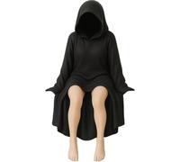 Anime Illustration Masked Black Robe Girl Figure Cartoon Character Mysterious Statue Desktop Original Art Painting Figurine Desktop Ornament