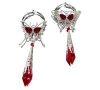 Anime Inspire Cosplay Ear Studs Featuring Gemstones Butterfly Pendant Crafted from Alloy for Comfortable