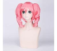 Anime Inu X Boku Ss Cosplay Wig With Two Chip Ponytails Halloween Party Pink Curly Synthetic Roromiya Karuta Wigs + Wig Cap One Size Wig Pl-055