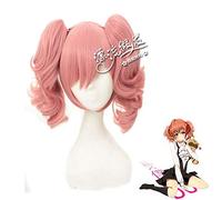 Anime Inu X Boku SS Cosplay Wig with two Chip Ponytails Halloween party Pink Curly Synthetic Roromiya Karuta wigs + wig cap One Size WIG PL-297