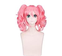 Anime Inu x Boku SS Roromiya Karuta Pink Curly Ponytails Wig Cosplay Costume Heat Resistant Synthetic Hair Women Cosplay Wigs