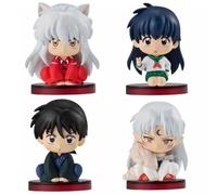 Anime Inuysha Figures - Inuyasha Kagome Higurashi Sesshomaru Kikyo Miroku Collectible Statues for InuYasha Anime Manga Series Fans (4 Piece Set - 4.5cm)