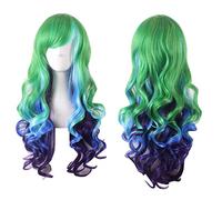 Anime ita Long Wavy Green Blue Ombre Wig Synthetic Hair Halloween Costume Party Cosplay Wigs For Women High Temperature Fiber