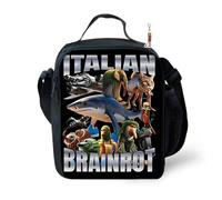 Anime Italian Game Lunch Bag with Keychain,9.8in 3D Printed Anime Pattern Insulated Bag Food Container Thermal Lunch Tote Bags Leak-Proof Cooler Bag. (E)