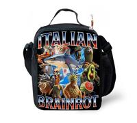 Anime Italian Game Lunch Bag with Keychain,9.8in 3D Printed Anime Pattern Insulated Bag Food Container Thermal Lunch Tote Bags Leak-Proof Cooler Bag. (F)