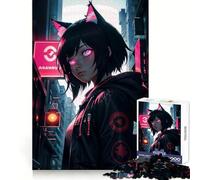 Anime Japan Neko Cat Girl Jigsaws for Adults1000 Pieces Tension Relief Vivid Print Playful Challenge Perfect Decor (38x26cm)