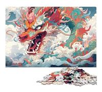 Anime Japanese Dragon 1000 Piece Puzzle Jigsaw Puzzles DIY Decoration, Brain Challenge, for Adult, Family, 26X38CM/10.23x14.96inch